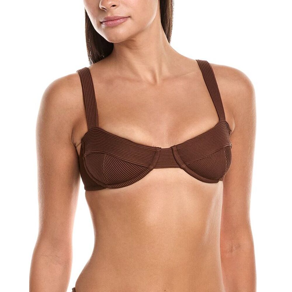 Haight Womens  Gaia Ribbed Adjustable Bikini Top, Brown